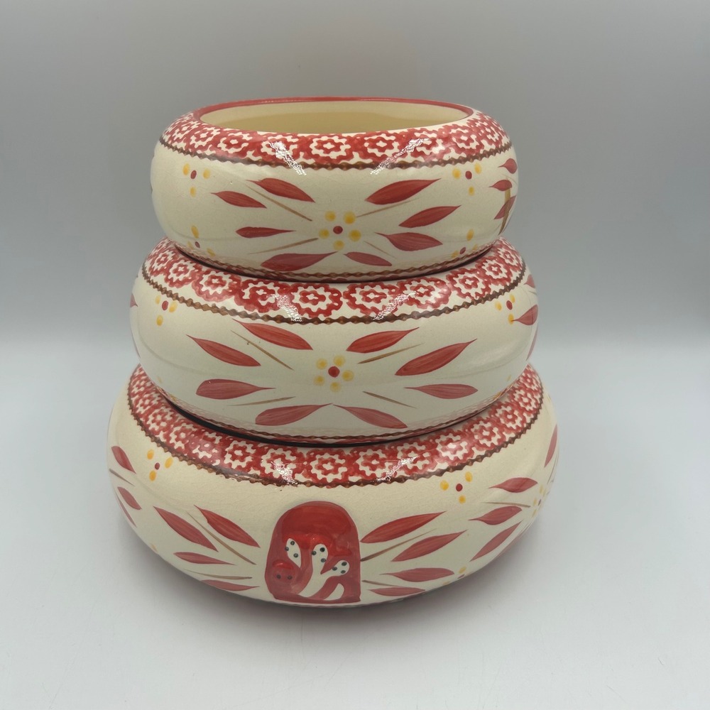 Temp-tations Nesting Bowls 3pc Old World Ceramic Floral Set